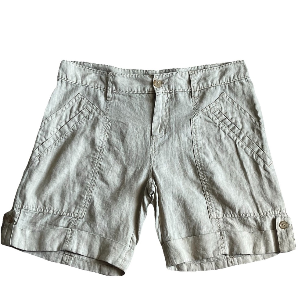 Joie Women's Nikolai Linen Shorts Size 2 Wicker 7" Inseam Cuffed NWT $158